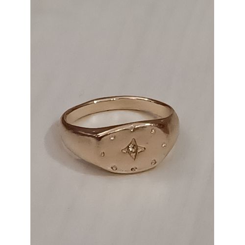 Bague Métal Doré,Etoile, Strass Transparent ,Taille 18.15 Mm