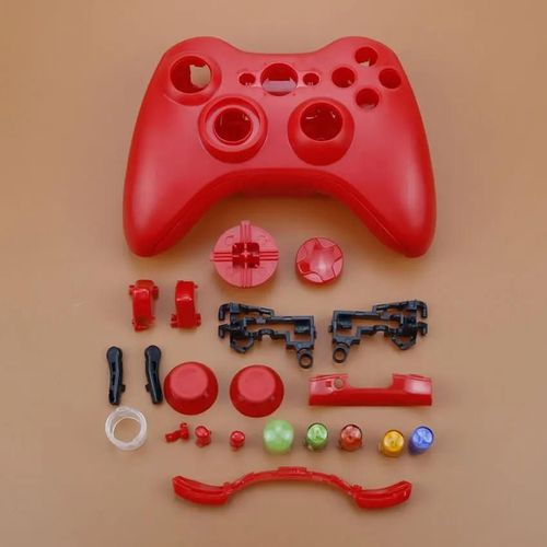 Boîtier En Plastique Chromé Rigide Pour Manette Sans Fil Xbox 360, Coque Avant Et Arrière Avec Boutons Complets-Rouge
