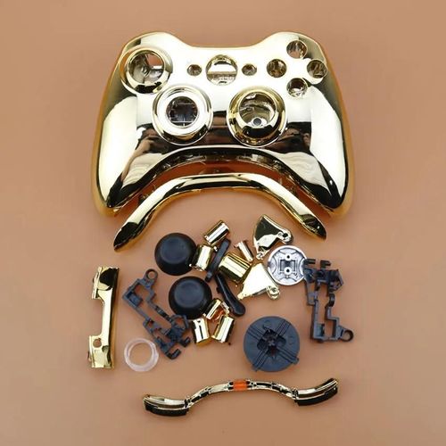 Boîtier En Plastique Chromé Rigide Pour Manette Sans Fil Xbox 360, Coque Avant Et Arrière Avec Boutons Complets-Chrome Gold