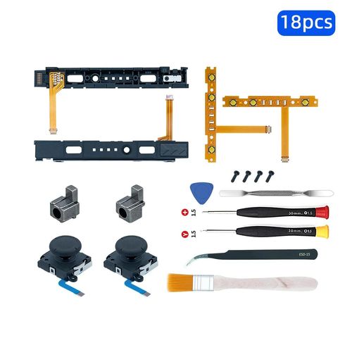 Joystick De Remplacement Pour Nintendo Switch, Pouce Pomercon, Oled Lock, Ensemble De Câbles Flexibles, Kit De Pièces De Réparation-Black