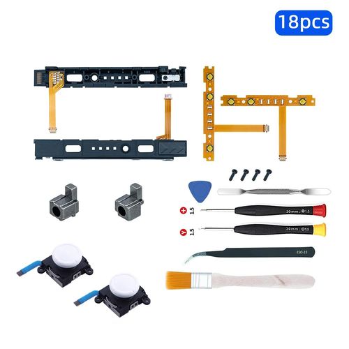 Joystick De Remplacement Pour Nintendo Switch, Pouce Pomercon, Oled Lock, Ensemble De Câbles Flexibles, Kit De Pièces De Réparation-White
