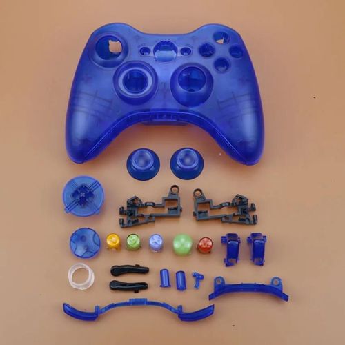 Boîtier En Plastique Chromé Rigide Pour Manette Sans Fil Xbox 360, Coque Avant Et Arrière Avec Boutons Complets-Bleu Foncé