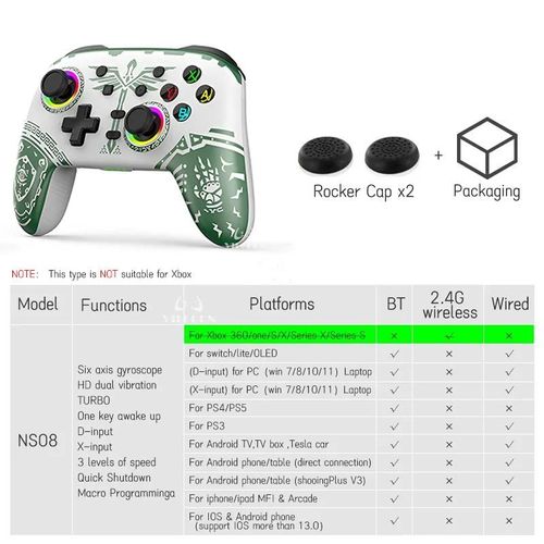 Manette De Jeu Sans Fil Pour Nintendo Switch, Pro Switch Elite Bt Contrmatérielle, Oled Lite, Pomerestick Pour Pc, Steam Deck Avec 6 Axes-White