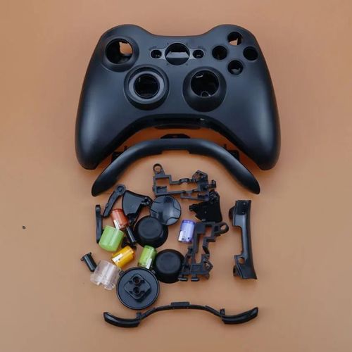 Boîtier En Plastique Chromé Rigide Pour Manette Sans Fil Xbox 360, Coque Avant Et Arrière Avec Boutons Complets-Black