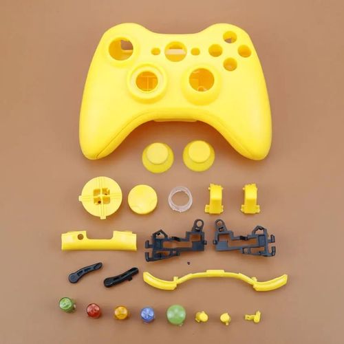 Boîtier En Plastique Chromé Rigide Pour Manette Sans Fil Xbox 360, Coque Avant Et Arrière Avec Boutons Complets-Yellow