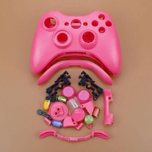 Boîtier En Plastique Chromé Rigide Pour Manette Sans Fil Xbox 360, Coque Avant Et Arrière Avec Boutons Complets-Rose Rouge