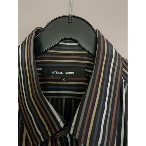 Chemise À Rayures Homme De La Marque Rykiel Homme 100% Coton. La Marque Incrustée Sur Les Boutons. Portée Une Fois Pour Un Événement. Taille 43