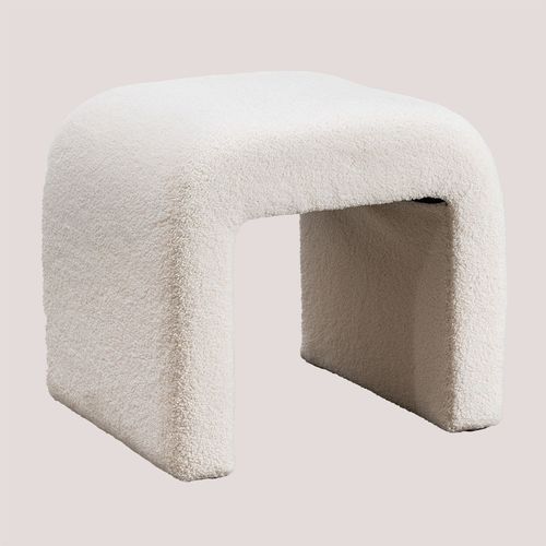 Tabouret Bas En Chenille Carlise Blanc