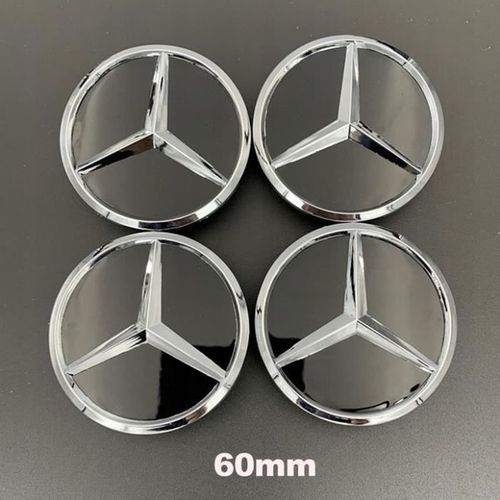 4pcs Centre De Roue 60mm Star Noir Logo Cache Moyeu Jante Emblème Pour Mercedes Benz