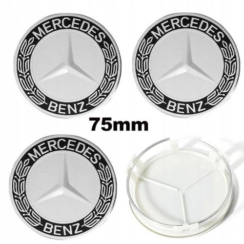 4pcs Centre De Roue 75mm Noir Blanc Mercedes Benz Logo Cache Moyeu Jante Emblème