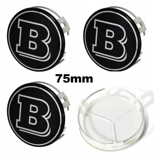 4pcs Centre De Roue 75mm Brabus Noir Logo Cache Moyeu Jante Emblème Pour Mercedes Benz