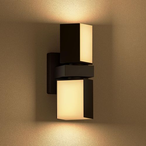 Luminaire Extérieur, 1400lm Smart Rgbcw Porch Light Ajustable Dual-Head Outdoor Wall Sconce, Wifi App Control, Alexa Compatible, Ip65 Waterproof Exterior Lights (1pk)