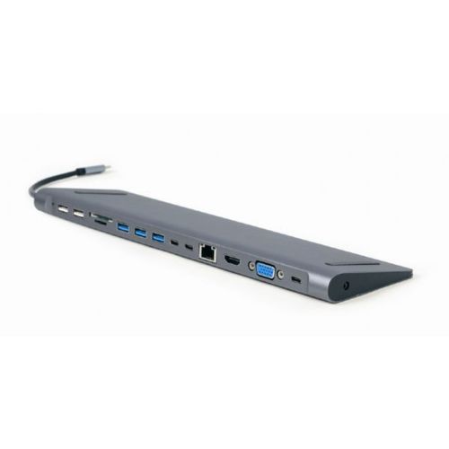 ADAPTATEUR MULTIPPORT GEMBIRD USBC HUB 9EN1, HDMI, VGA, PD, LECTEUR, LAN, AUDIO3,5
