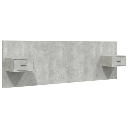 Tête De Lit Accessoire Couchage Chambre À Coucher Meuble Avec Chevet Intégré Étagère Mdf Gris Tdl0205814