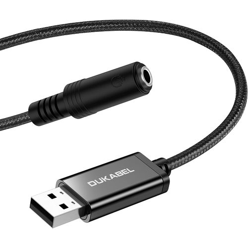 BAERTMY-Adaptateur Jack Vers Usb 50Cm Usb Une Fiche Vers Prise 3,5 Mm Trrs Carte Son Externe Adaptateur Casque Usb Pour Casque, Haut-Parleur Ou Microphone Trrs 4 Pôles - Noir