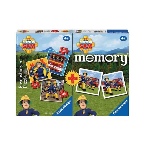 Puzzle Ravensburger - Sam Le Pompier + Mémoire, 25/36/49 Pièces, + Jeu De Mémoire