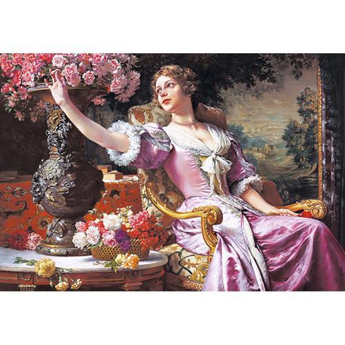 Puzzle 3000 Pièces Castorland - Wladyslaw Czachorski : Dame En Robe Violette Avec Des Fleurs