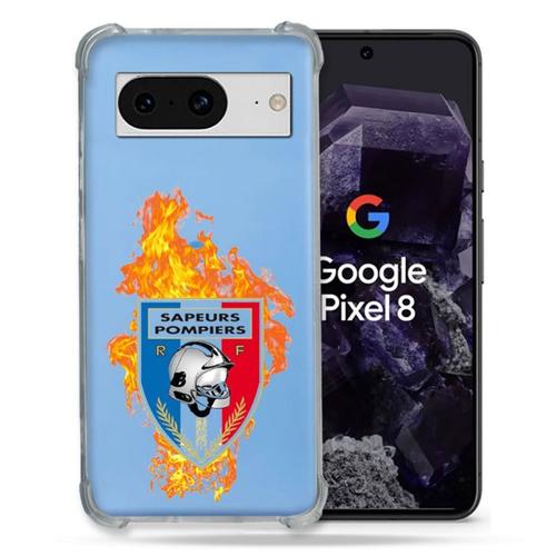 Coque Transparente Renforcée En Verre Trempé Pour Google Pixel 8 Pompier Feu