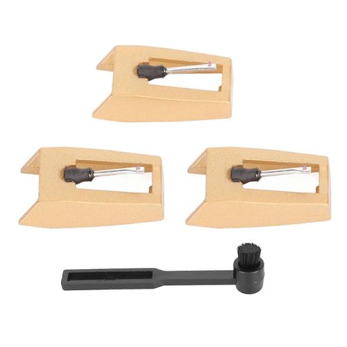 3pcs Tourne-disque Stylet Aiguille de disque de rechange avec brosse de nettoyage pour Victrola pour Crosley pour ION