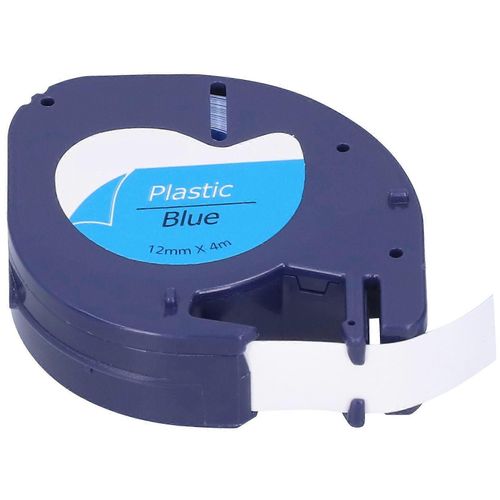 Ruban D'étiquette De Remplacement Pour Dymo Letratag Machine Ruban Diy Print Accessoires12mm X 4meterlettre Noire Sur Fond Bleu 91205
