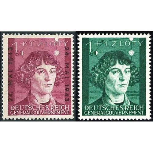 Pologne, Occupation Allemande 1943, General Gouvernement, Beaux Timbres Neufs* Yvert 111 Et 119 - 400 Ans De La Mort De Nicolas Copernic.