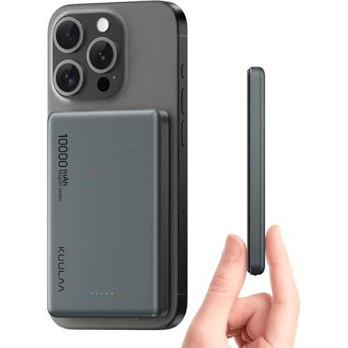 Kyaoayo-Magsaf Powerbank 10 000 Mah, 20 W, Ultra Mince, Batterie Externe Magnétique, Sans Fil, Compatible Uniquement Avec Iphone 16 Pro /Pro/15/14 Pro /Pro/13/Gris Sidéral