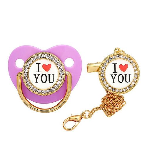 Sucette En Silicone Pour Nouveau-Né Avec Lettres I Love You, Violet, Tétine Pour Bébé, L Violet
