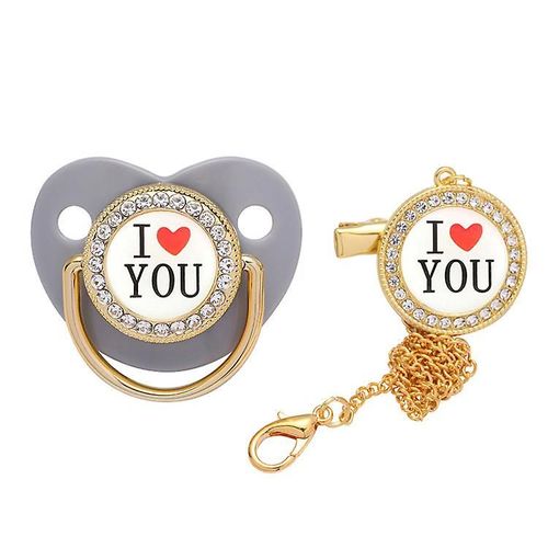 Sucette En Silicone Pour Nouveau-Né Avec Lettres I Love You, Violet, Tétine Pour Bébé, L, Gris