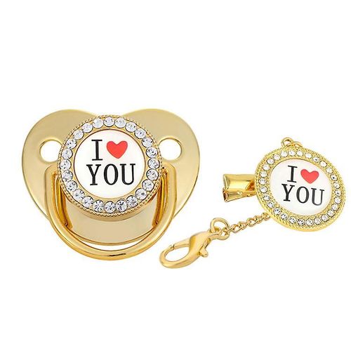 Sucette En Silicone Pour Nouveau-Né Avec Lettres I Love You, Violet, Tétine Pour Bébé M Doré