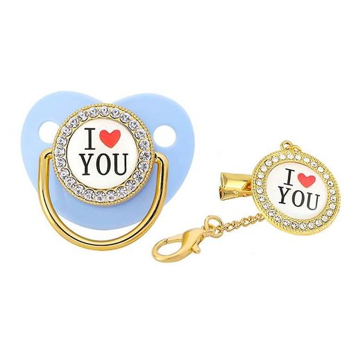 Sucette En Silicone Pour Nouveau-Né Avec Lettres I Love You, Violet, Tétine Pour Bébé M Bleu