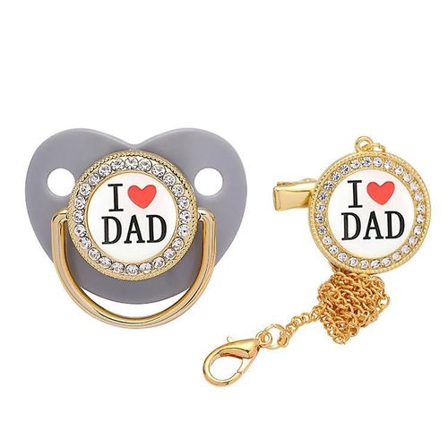 Tétine En Silicone Pour Nouveau-Né, Tétine Pour Bébé, Lettres L Love Dad S Gris