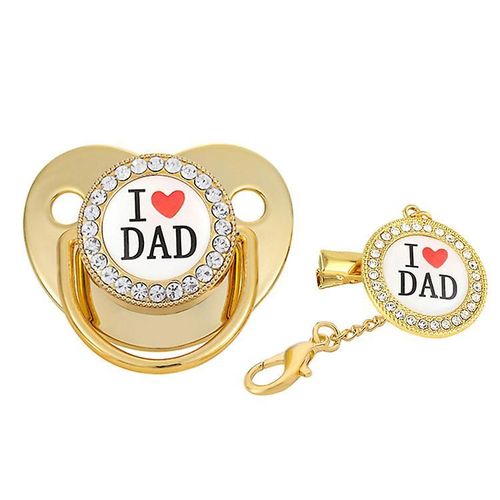 Tétine En Silicone Pour Nouveau-Né, Tétine Pour Bébé, Lettres L Love Dad M Doré