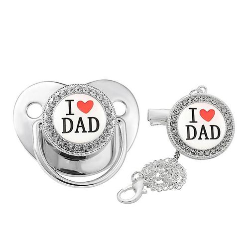 Sucette Pour Bébé Nouveau-Né En Silicone, Tétine Pour Bébé, L Love Dad Letters L Argent