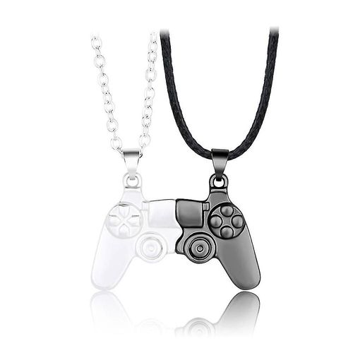 Poignée De Console De Jeu Pour Hommes Et Femmes, Colliers De Couple, Bijoux Noir Et Argent