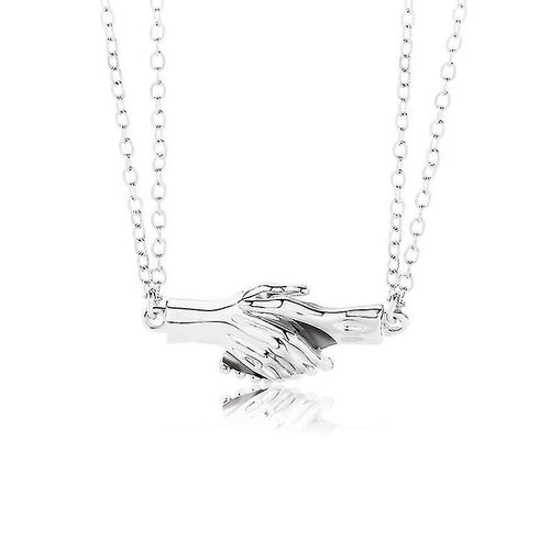 1 Paire De Pendentifs Poignée De Main Magnétique, Colliers De Couple Pour Amoureux, Meilleurs Amis, Argent Et Argent