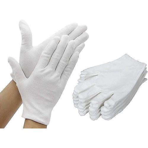 12 Paires De 24 Gants En Coton Blanc, Plus Épais, Réutilisables, Doux, 6,7