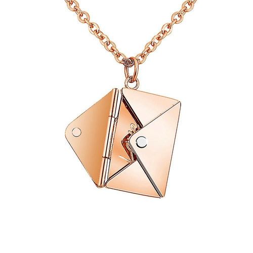 Femmes Amour Lettre & Enveloppe Pendentif Charme Collier Bijoux Cadeau Or Rose