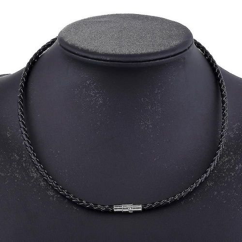 Collier Ras Du Cou En Cuir Pour Hommes, Chaîne En Corde Tressée, 4mm, 45cm, Preto