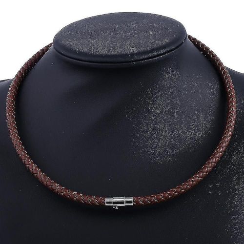 Collier Ras Du Cou En Cuir Pour Hommes, Chaîne En Corde Tressée, 6mm, 45cm, Castanho