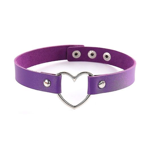 Collier Ras Du Cou Sexy Pour Femmes, Collier En Forme De C¿Ur D'amour, Gothique, Punk, Violet