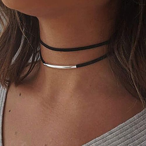 Collier Ras Du Cou Réglable Noir Pour Femmes Et Filles