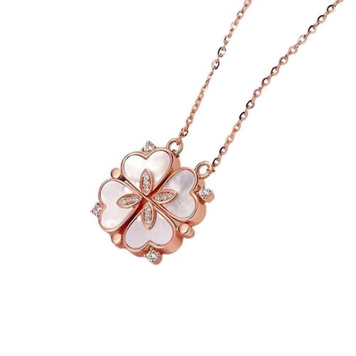 Collier Pendentif Magnétique En Forme De Coeur Trèfle À Quatre Feuilles Or Rose