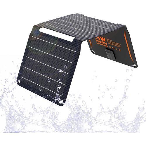Kyaoayo-Chargeur De Panneau Solaire Portable 15 W (5,5 V/2,8 A ), Panneaux Solaires Étanches Ip67 Pliables Avec Port Usb Compatible Avec Iphone Xs/X/8/7, Ipad, Samsung Pour L'extérieur