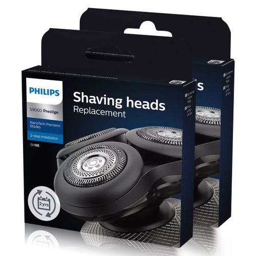 2 paquets de têtes de rasage de rechange Philips Norelco SH98/72 d'origine, compatibles avec les rasoirs Norelco séries S9000 et 9000 Prestige