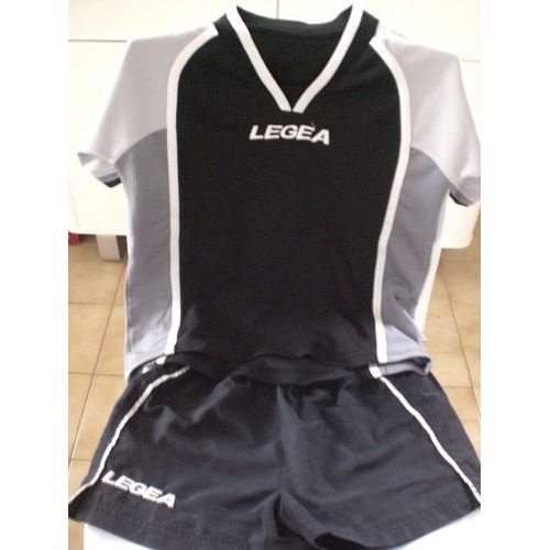 Short + Tee Shirt Foot Legea Xxs Noir Et Gris 11/12 Ans