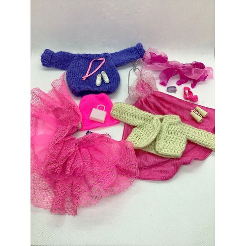 Lot 13 articles accessoires vêtements poupée compatible poupée mannequin Barbie 2nd choix pull robe gilet sac chaussures 