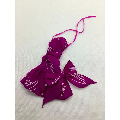 Robe moulante Barbie 1987 Mattel vintage Fashion play fantasia mi longue dos nu gros noeud latéral imprimé mauve profond blanc mi longue 