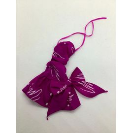 Robe moulante Barbie 1987 Mattel vintage Fashion play fantasia mi longue dos nu gros noeud latéral imprimé mauve profond blanc mi longue 