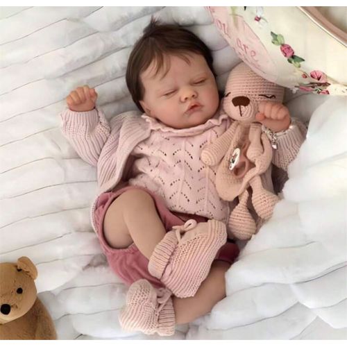 Poupée Reborn Fille Tout Petit Nouveau-né Réaliste Bébé Yeux Fermés Endormi 45cm