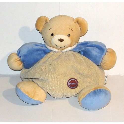 doudou ours boule beige bleu patapouf vintage 1998 peluche kaloo 28cm